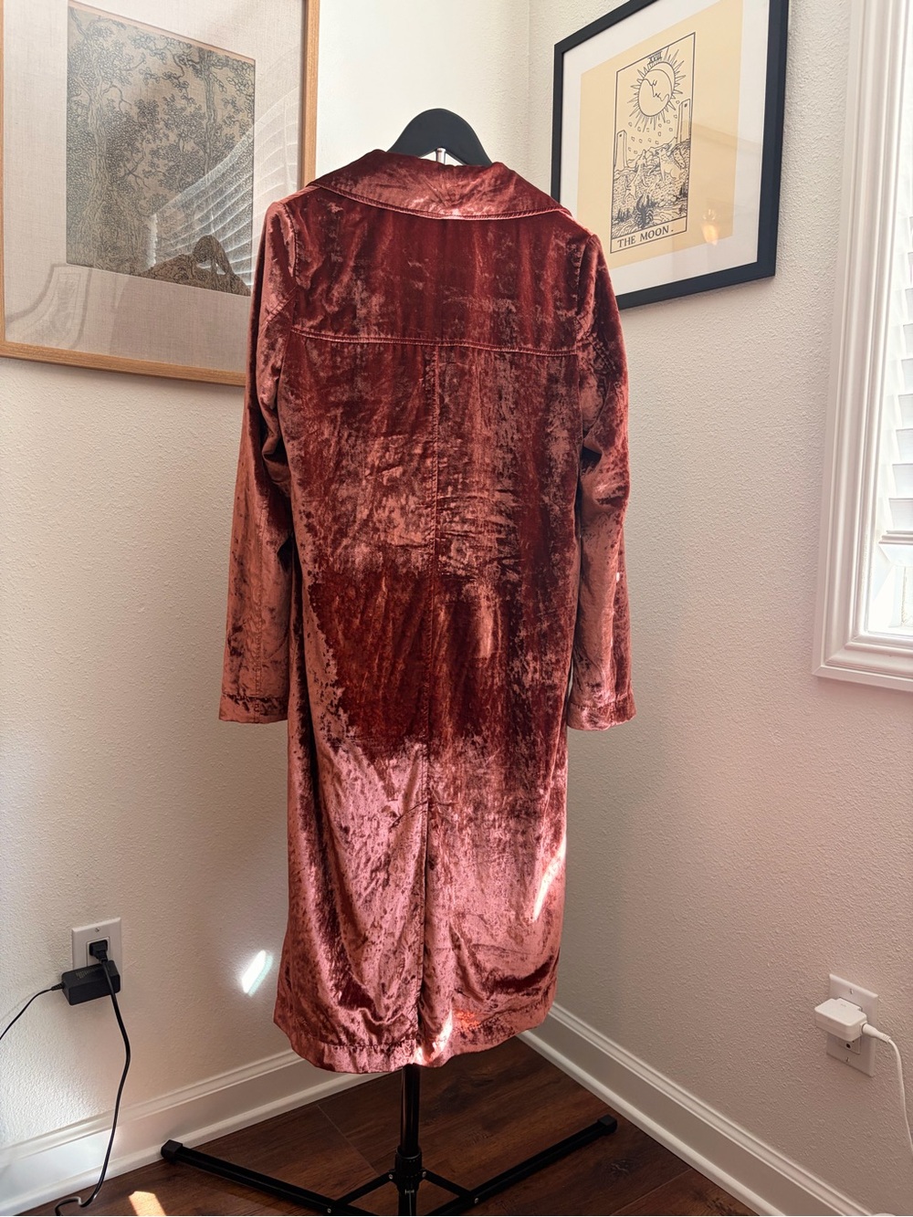 Gorgeous XS Free People Rust Velvet Coat with Ornate Buttons - Picture 5 of 9